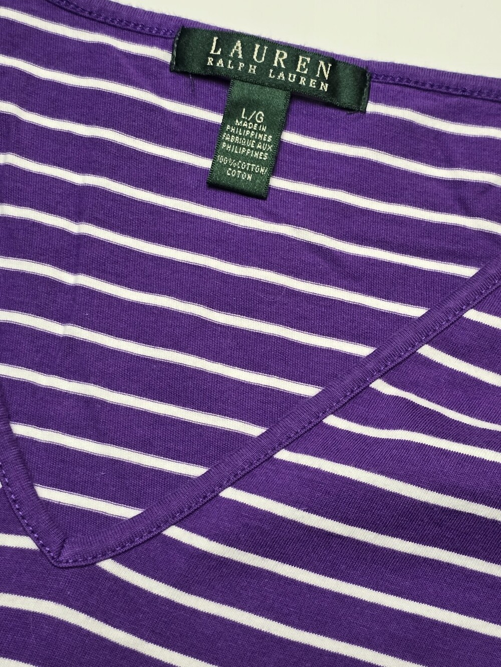 Lauren Ralph Lauren Bundle Of 2 Pink and Purple Striped V-Neck Tank Tops - Picture 6 of 10
